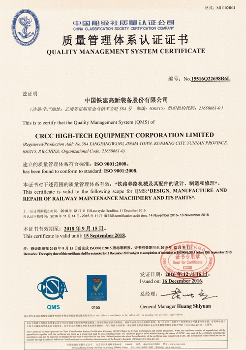 Quality Management System Certificate